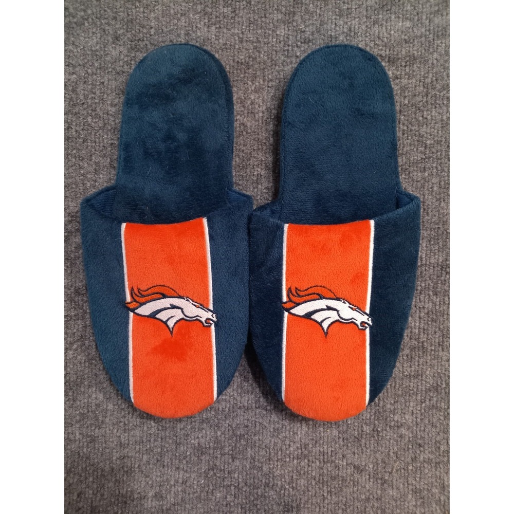 Denver Broncos NFL Team Logo Plush House Slippers Men's XL 13-14 Blue Orange